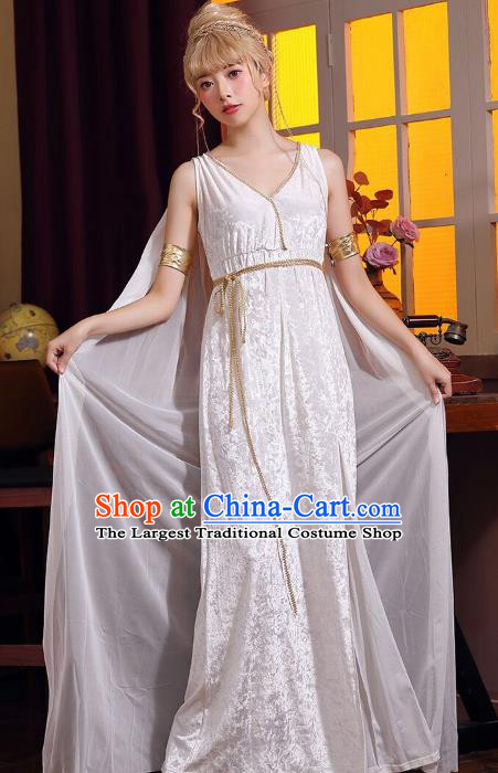 Christmas Drama Performance Clothing Top Halloween Costumes Cosplay Greek Myths Goddess Athena White Dress