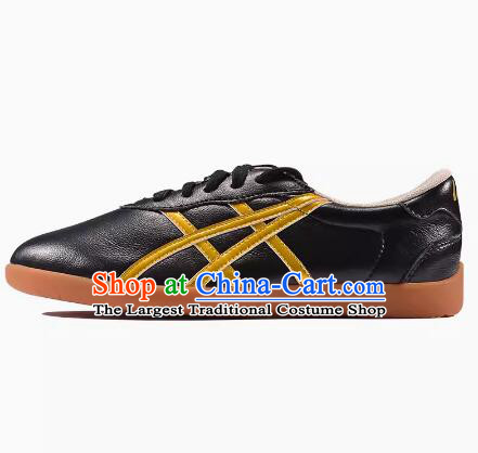 Top Tai Chi Shoes Chinese Kung Fu Shoes Martial Arts Competition Shoes Black Leather Shoes