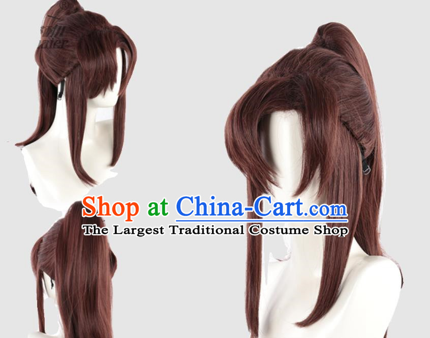 Sailor Moon Makoto Kino Cosplay Wig Mixed Brown Single Ponytail Full Head Cover