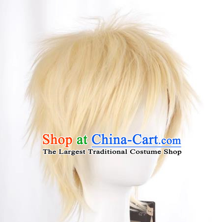 Cos Wig Volleyball Boy Tsukishima Hotaru Light Yellow Short Hair Small Broken Up Men Anime Short Hair