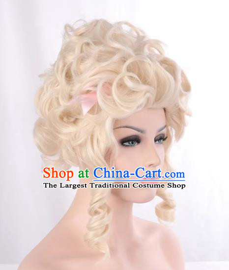 Fluffy European And American Queen Sand Apricot Color Slightly Curly High Temperature Wire Dance Cosplay Cos Wig