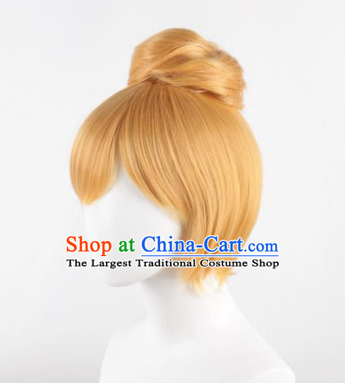 Wonderful Fairy Tinker Bell Animation Wig Golden Single Hair Cosplay Wig