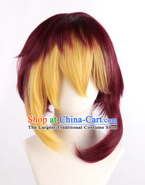 Yu Gi Oh Zexal Yellow Mixed Red Cos Full Fake Hair Anime Male Short Hair Cosplay Wig