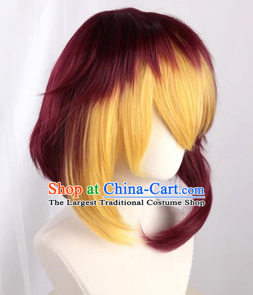 Yu Gi Oh Zexal Yellow Mixed Red Cos Full Fake Hair Anime Male Short Hair Cosplay Wig