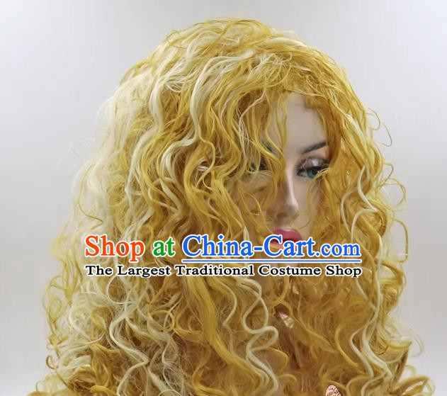 Screw Roll African Long Curly Hair Dirty Braids European And American Style Cosplay Ladies Curly Hair Mixed Blonde Wig