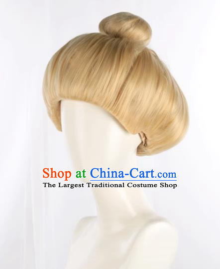 Spirited Away Yubaba Full Headgear Light Yellow Hair Bag Without Bangs Anime COS Full Wig