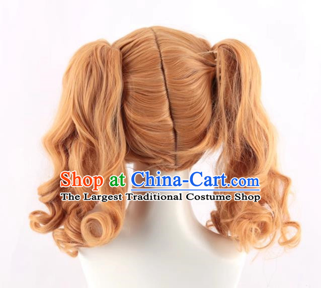 Black Butler Elizabeth Cos Wig Golden Split Tiger Mouth Clip Double Curly Ponytail Fake Hair