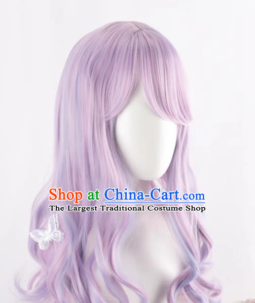 Lolita Harajuku Female Big Wavy Long Curly Hair Mixed Purple Lolita Wig Cute Jk Girl Fake Hair