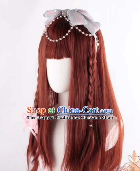 Long Hair Daily Natural Realistic Dirty Orange Long Curly Hair Soft Girl Internet Celebrity Lolita Girl Lo Wig