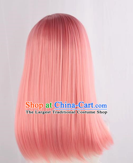 Long Straight Hair Soft Girl Lolita Pink Collarbone Hair Loli Lolita Wig Cos Fake Hair