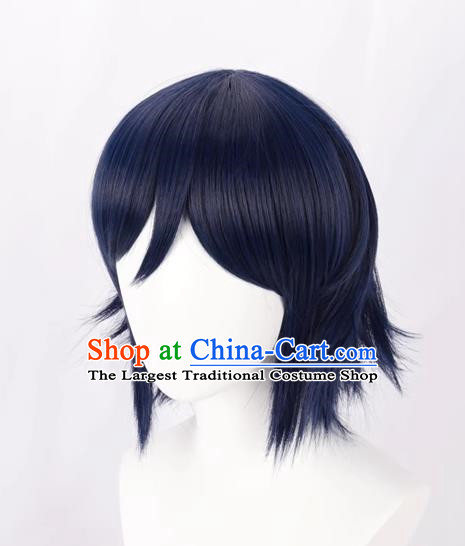 Cos Mixed Blue Male Short Hair Straight Hair Anime Wig