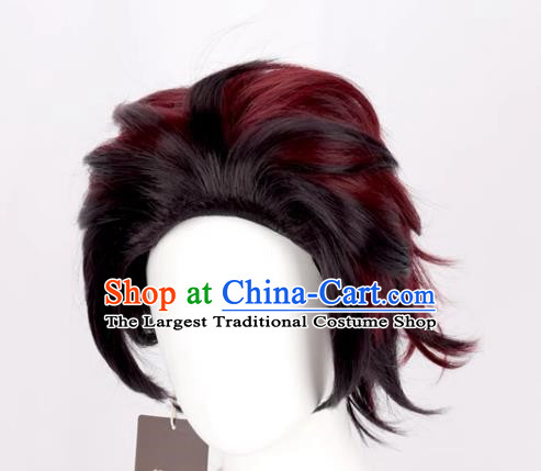 Demon Slayer Cos Tanjiro Kamado's Gradient Back And Reverse Style Anime Wig