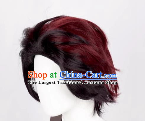 Demon Slayer Cos Tanjiro Kamado's Gradient Back And Reverse Style Anime Wig