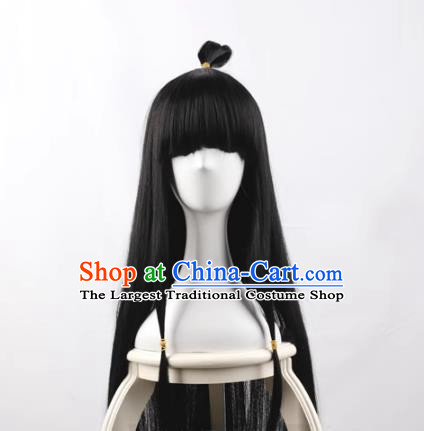 Ayari Maya Cos Fake Hair Black 100cm Female Full Bangs Long Straight Hair Cosplay Wig