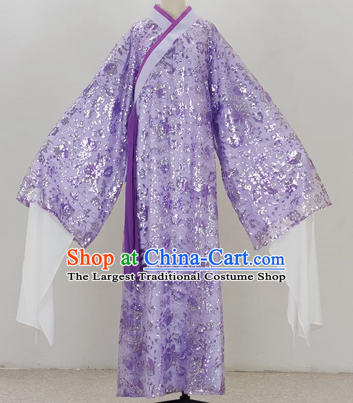 Purple Drama Costumes Ancient Costumes Yue Opera Huangmei Opera Costumes Cantonese Opera And Qiong Opera Costumes Sequins Diagonal Collar Water Sleeves Student Clothes