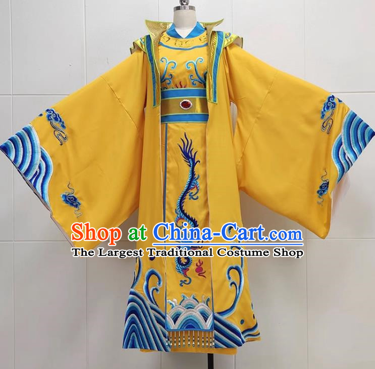 Golden Drama Costumes Ancient Costumes Shaoxing Opera Huangmei Opera Niche Embroidered Dragons Water Legs Large Cuffs Qinghe King Dragon Robe Emperor Prince Clothes