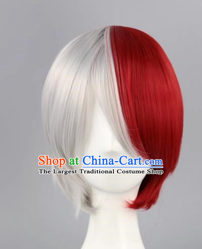 Todoroki My Hero Academia Red And White Short Straight Hair Cosplay Wig