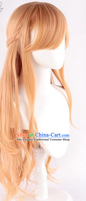 100CM Long Straight Hair Anime Miko Warm Orange Cospaly Wig