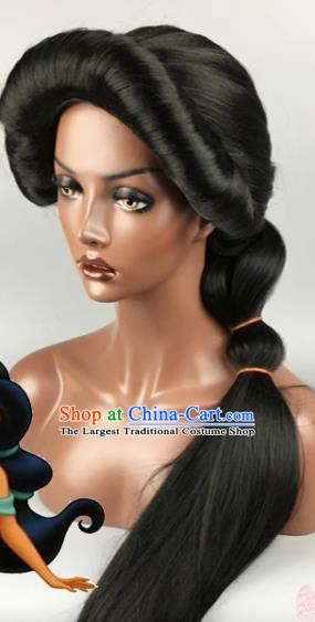 Black Fluffy Style Long Braid Cos Wig