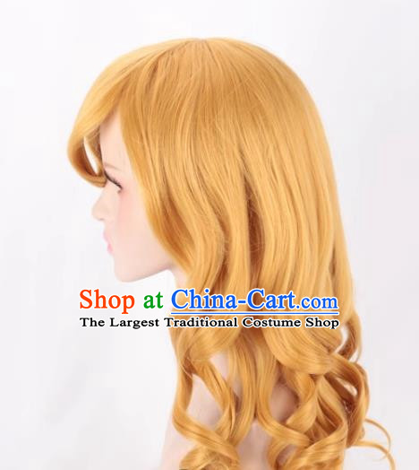 Golden Gold Hair Long Curly Cosplay Wig