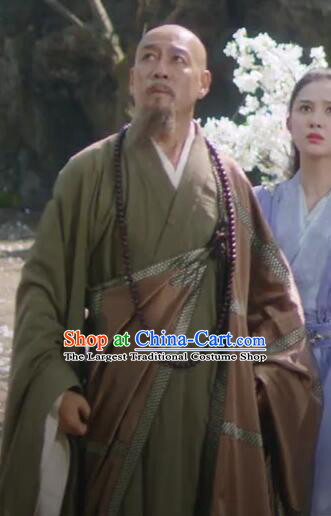 Mysterious Lotus Casebook China Ancient Monk Master Costumes TV Series Abbot Wu Liao Replica Clothing