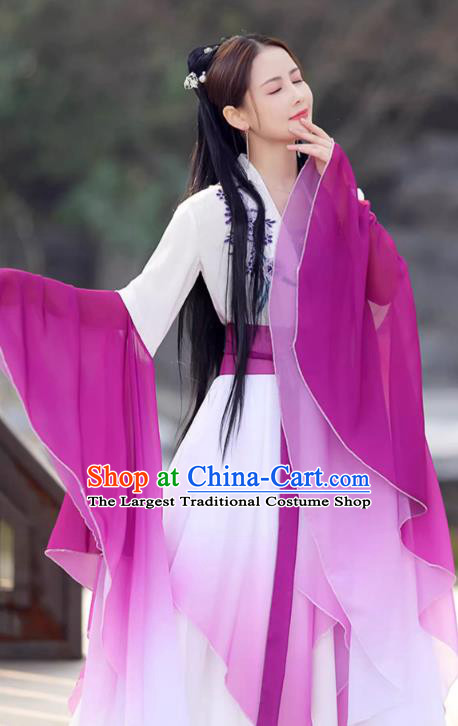 Purple Fairy Dress China Han Dynasty Princess Costume Ancient Hanfu Classical Dance Clothing