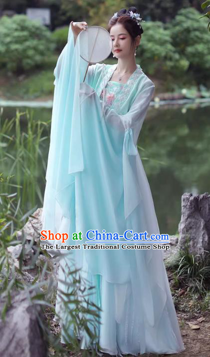China Classical Dance Clothing Light Green Fairy Dress Song Dynasty Princess Costume Ancient Hanfu