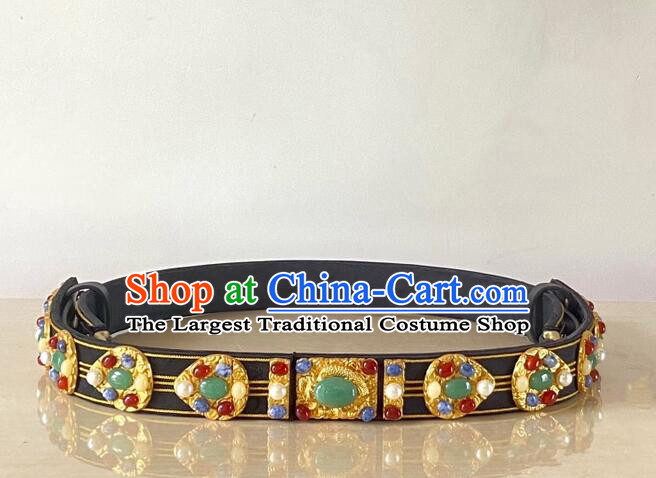 China Handmade Gems Belt Ming Dynasty Emperor Belt Ancient Royal Prince Waistband