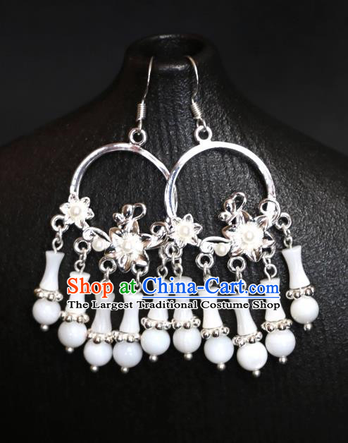 China Ancient Fairy Earrings Tang Dynasty Princess Eardrops Handmade Hanfu Ear Jewelries