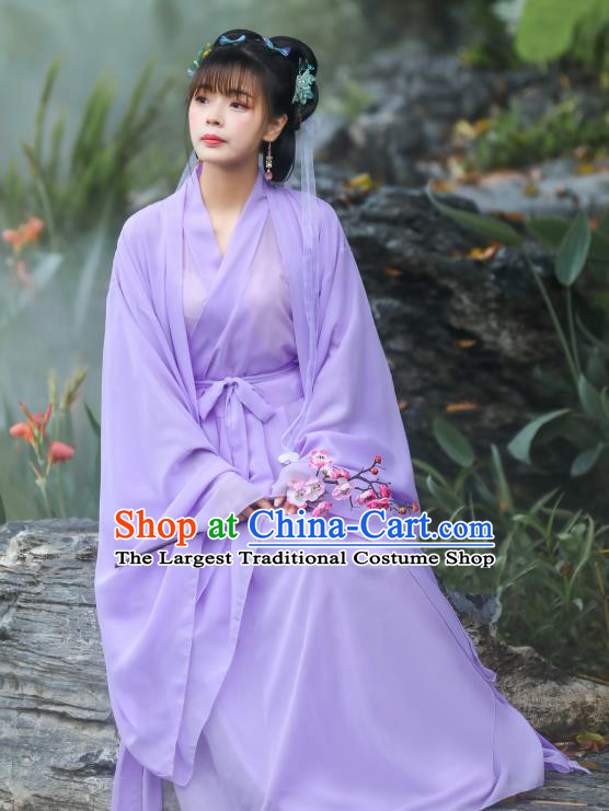 Purple Dress China Ancient Fairy Costume Song Dynasty Young Lady Clothing Traditional Hanfu Complete Set