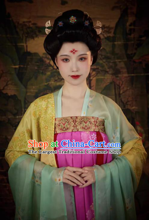 China Ancient Imperial Consort Replica Costumes Traditional Hanfu Mulberry Silk Dresses Tang Dynasty Noble Woman Shangguan Wan Er Clothing