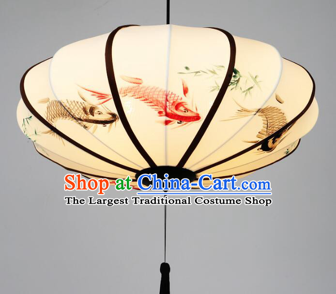 Traditional Chinese Palace Lantern Hand Painting Bamboo Fish Ceiling Lanterns Hanging Lanern