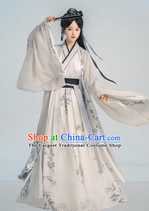 Chinese Song Dynasty Young Childe Costumes Traditional Hanfu Ruqun Ancient Swordsman Clothing