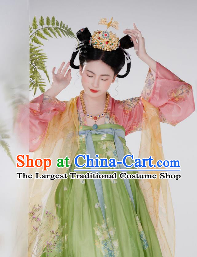 Chinese Hanfu Dresses Ancient Princess Costumes Tang Dynasty Palace Lady Clothing Ru Qun Complete Set