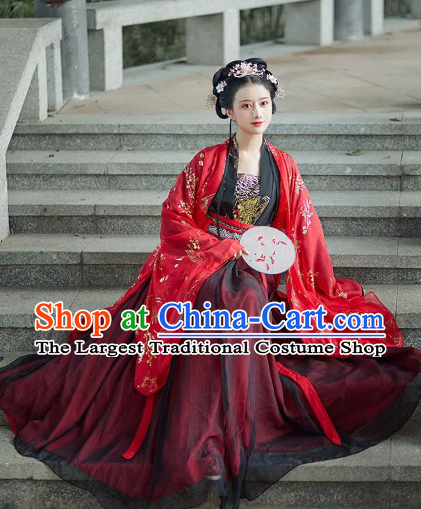 Chinese Tang Dynasty Young Woman Clothing Wedding Hanfu Dresses Ancient Palace Princess Garment Costumes