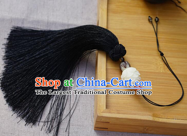 Top Handmade Tassel Pendant Jade Carving Lotus Sword Tassels