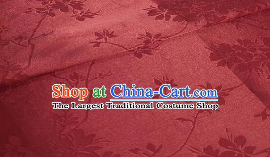 Chinese Traditional Jacquard Fabric Classical Plum Blossom Patterns Design Red Satin Silk