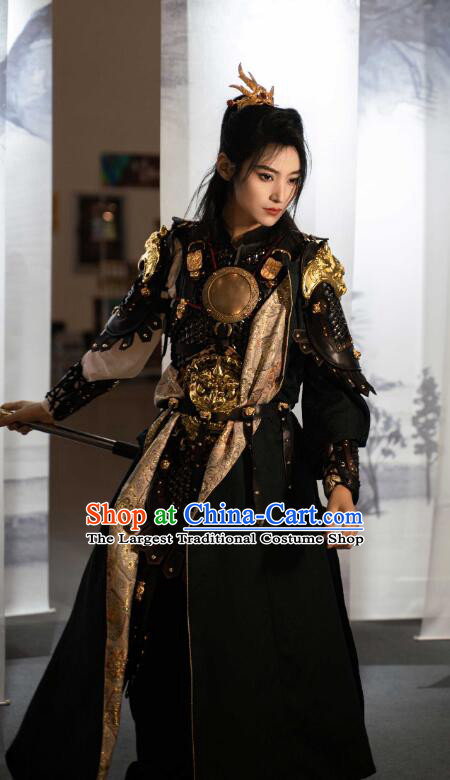 Ancient Chinese General Armor Costumes Ming Dynasty Hauberk Chain Armor Complete Set
