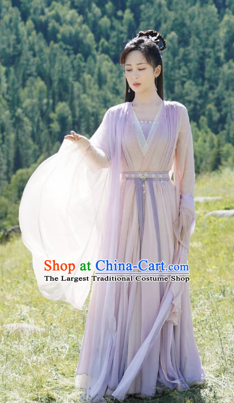 Chinese TV Series Immortal Samsara Yan Dan Yang Zi Lilac Dress Ancient Goddess Clothing Xian Xia Drama Fairy Costumes