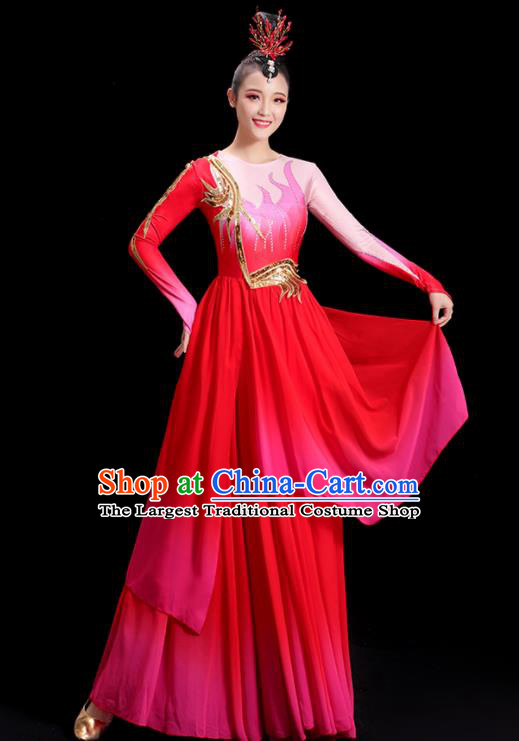 Top Umbrella Dance Fashion China In The Light Women Group Stage Show Red Dress Classical Dance Costume Opening Dance Clothing