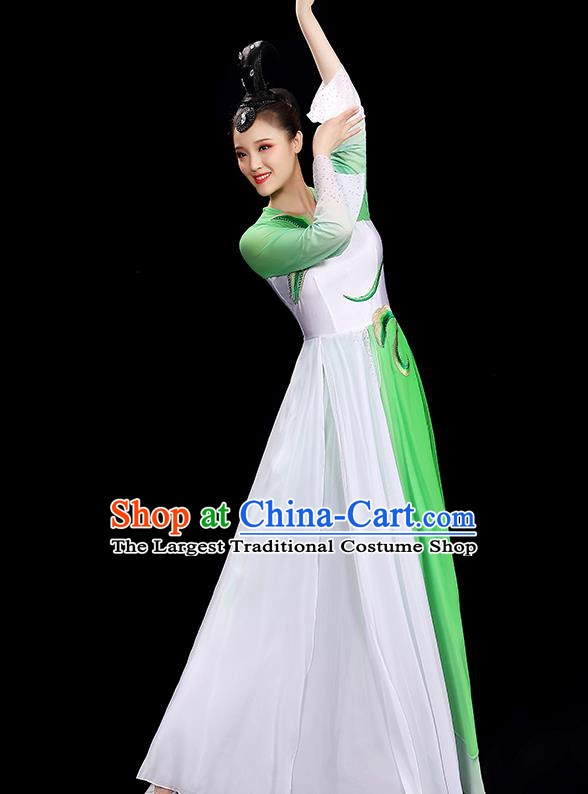 Chinese Folk Dance Clothing Women Dancing Competition Fashion Fan Dance Show Costume Yangko Dance Green Outfit