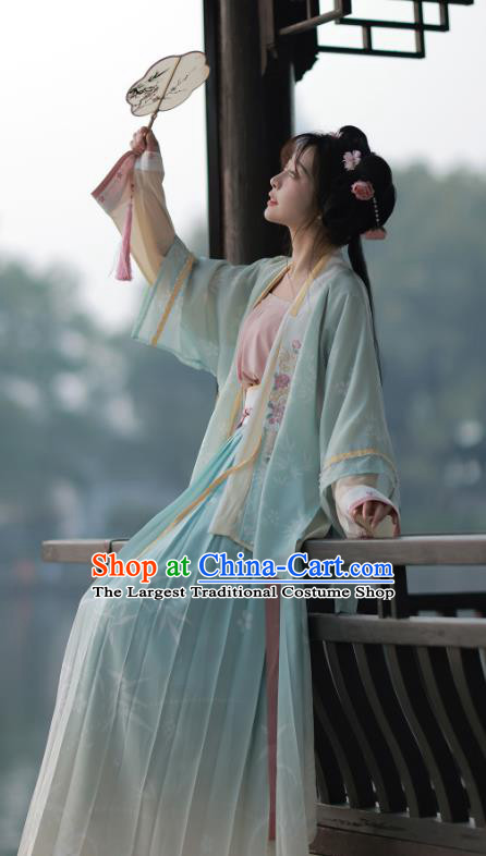 China Ancient Young Lady Costumes Song Dynasty Princess Embroidered Clothing Traditional Female Hanfu Dress