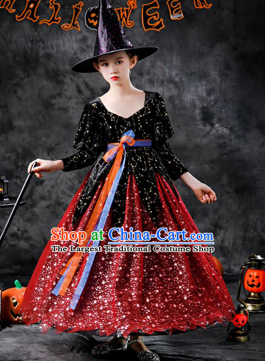 Halloween Cosplay Witch Fashion Kid Performance Dress Children Day Clothing Girl Stage Show Costume