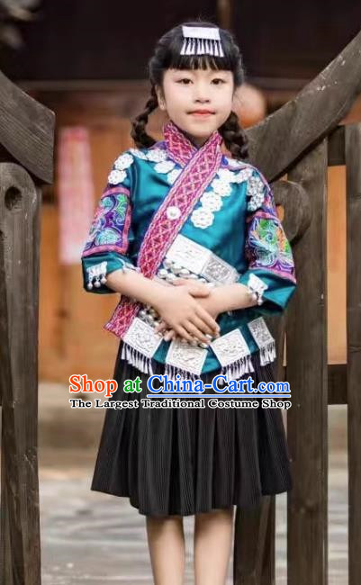 Miao Costume Girls  Headdress Collar Hani Children Costumes For Travel And Photography For Children National Costumes