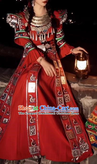 Miao Costume Female Tujia Minority Costume Wedding Dress Stage Performance