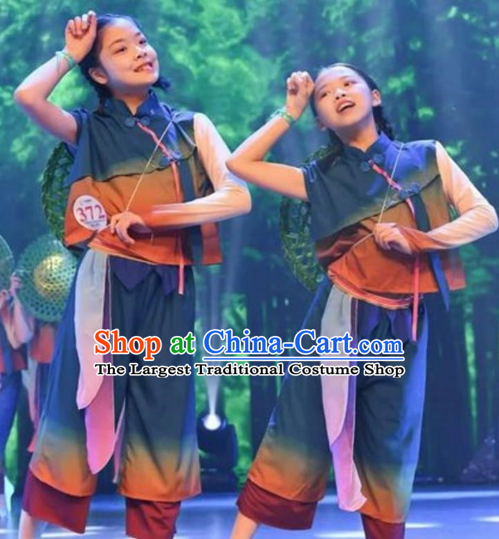 Dance Costume Children Fisherman Hope Field Harvest Rice Field Performance Costume