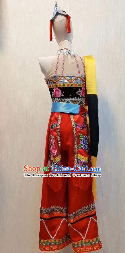 Taoli Cup Swinging Flower Waist Dress Buckwheat Blooming Yi Nationality Dance Costume Minority Art Examination Performance Costume