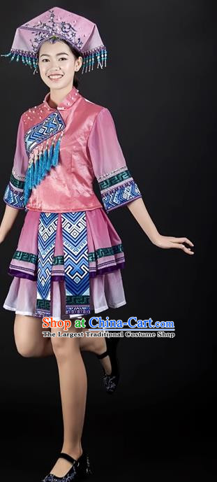 Pink Suit Ethnic Minority Clothing Zhuang Costume Double Skirt