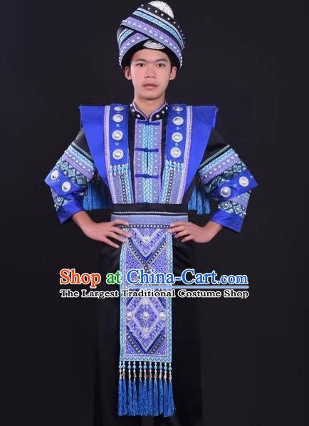 Zhuang Men Costume Host Costume Solo Performance Costume Black Men Suit