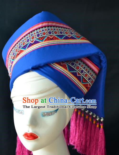 Guangxi Women Adult Minority Performance Hat Zhuang Nationality Folk Song Advanced Embroidery Handmade Headwear